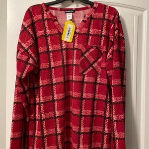 Heimish Red Plaid Long Sleeve Size 1X